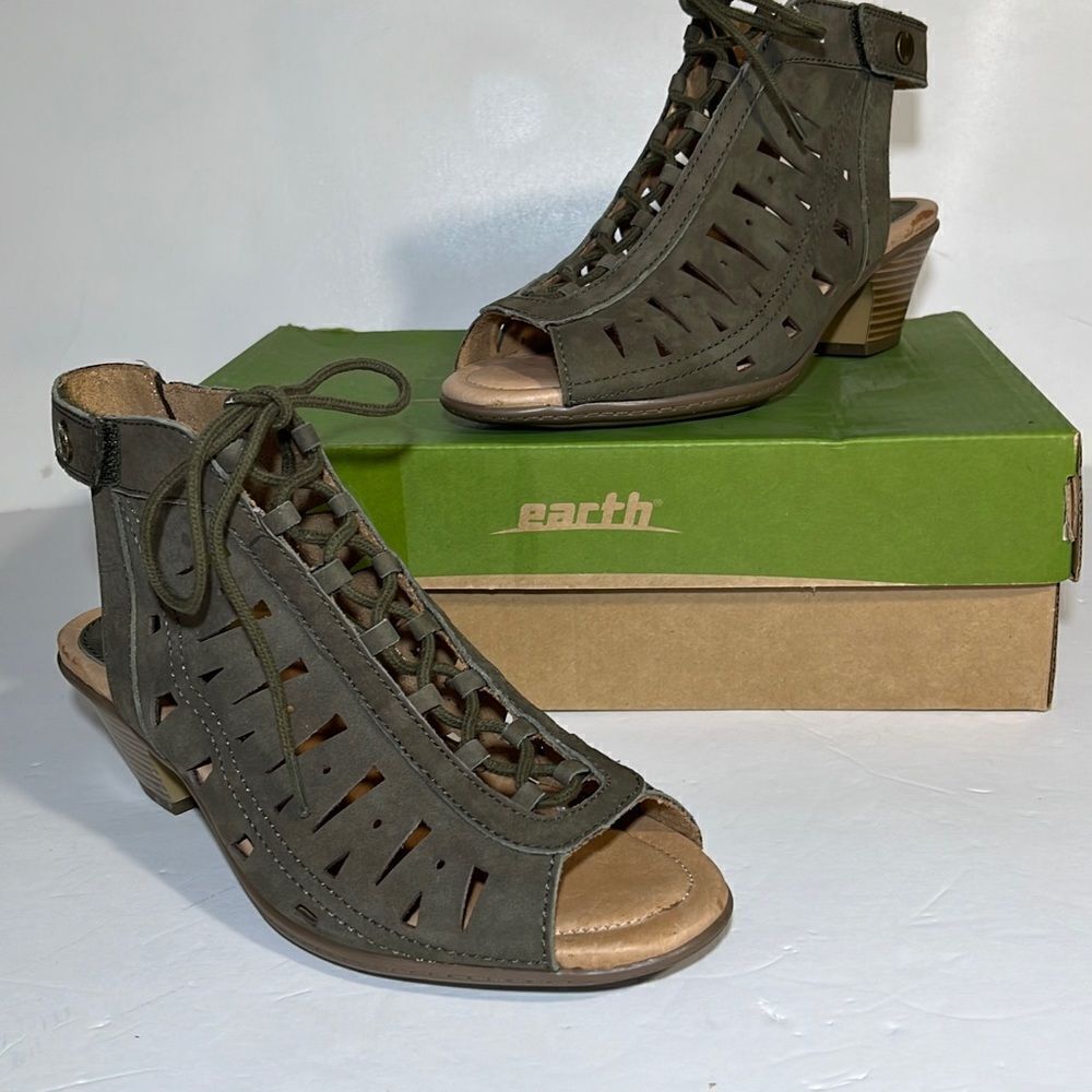 Earth Kristen Nubuck Leather Lace-Up Sandals